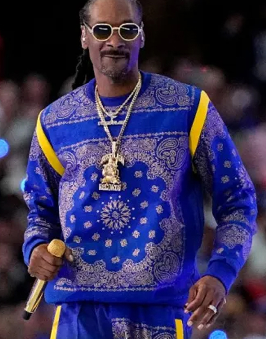 Snoop Dogg Super Bowl Halftime Blue Tracksuit - Leathers Outfits